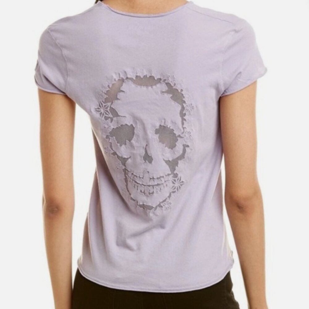 NWOT Zadig & Voltaire Skull Fishnet T-Shirt - Lavender - XSmall
